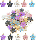 30 pcs Gold Plated Enamel Cherry Blossoms Flower Charms Pendan Cute Small Flower Pendants for Jewelry Making Kit Bracelet Necklace Earrings Keychain DIY Crafts Crafting