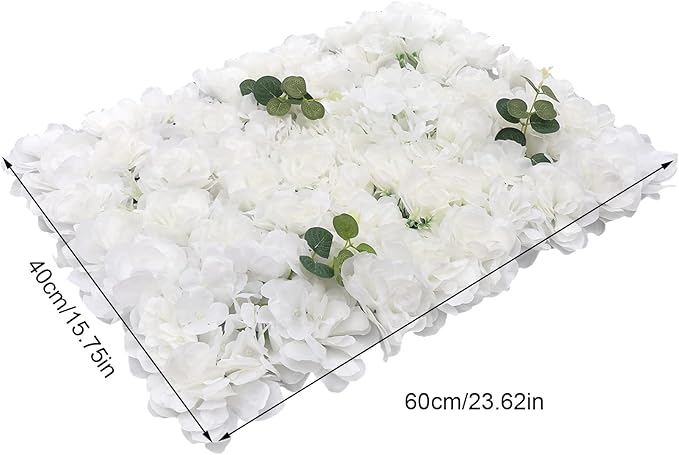 LOYALHEARTDY 12 Pack Artificial Flower Wall Panels 24" x 16" Wall Backdrop Faux Hydrangea and Rose Flower Backdrop Panels for Decor Wedding Party Event Decoration