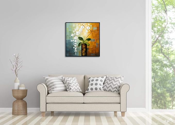 Wieco Art Framed Art Beauty of Life 100% Hand-Painted Modern Artwork Abstract Floral Oil Paintings on Canvas Wall Art for Home Decorations Wall Decor Stretched with Black Frame