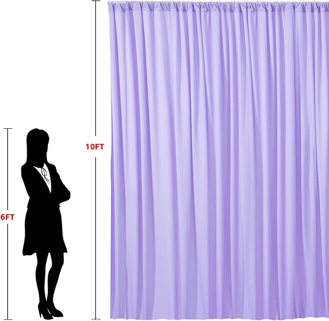 10x10ft Wrinkle Free Lavender Backdrop Curtain for Parties Soft Fabric Drapes Wedding Curtain Backdrop for Birthday Party Decorations Background for Photography 5x10ft,2 Panels