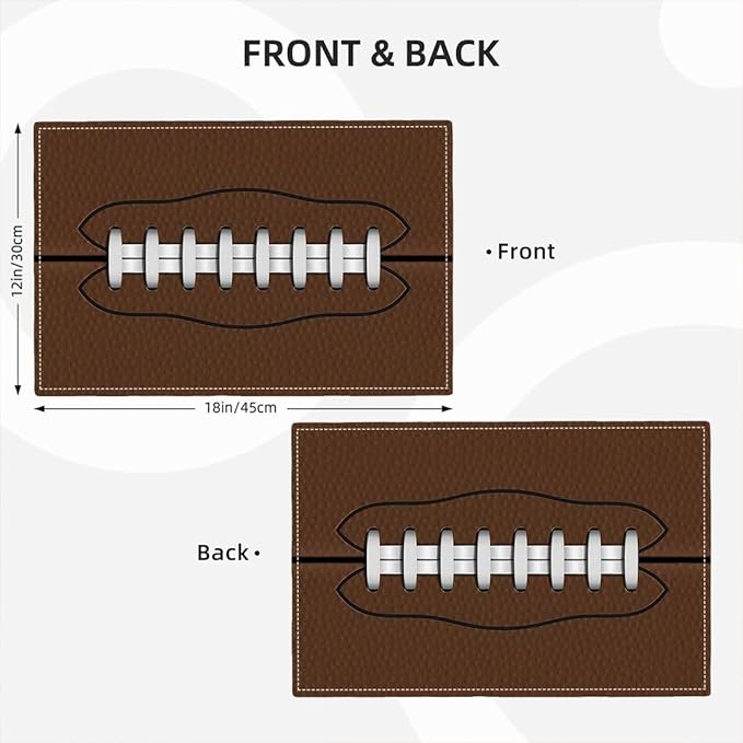 Football Placemats Set of 4, American Sports Double-Sided Table Mats for Home Party Indoor 4 PCS 12x18 Inch