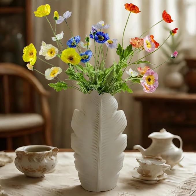 Artificial Poppy Flowers,8 Pcs Fake Silk Flowers for Home Decor,Wedding,Party Decoration, and Table Centerpiece Arrangement,Bendable Stems （Mixed Colors）