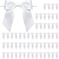 WRAPAHOLIC 30 Pcs 3" White Satin Ribbon Bows with Twist Tie - Pretied Premade Craft Bows for Christmas Party Crafts Treat Bags Gift Wrapping Wedding Birthday Baby Shower