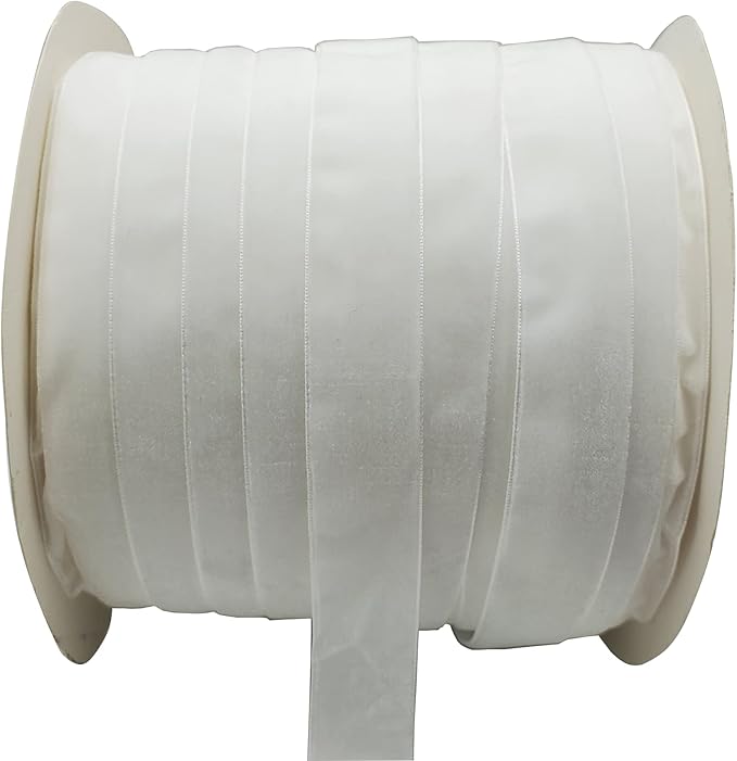 10 Yards Velvet Ribbon Spool (White, 1")