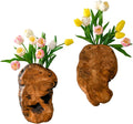 JOLLYMER 2-Pack Cedar Wood Live Edge Wall Vases – Natural Edge Hanging Flower Vase, Organic Root Carved, Rustic Home Décor, Handcrafted Wall Mounted Wooden Vase (Flowers Not Included)