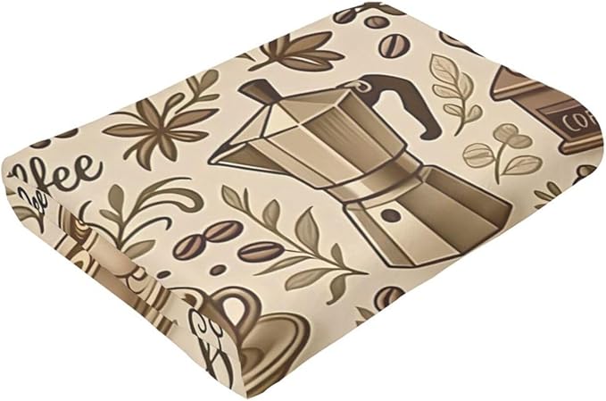 Coffee Blanket Cafe Throw Blanket Food Soft Cozy Fleece Fuzzy Stuffed Plush Flannel Gifts for Girls Women Boys Kids Adults 40''x50''