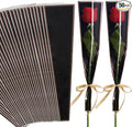 BEISHIDA 50 PCS Single Rose Sleeve Plastic Flower Wrapping Bags Cellophane Flower Sleeves for Florist Bouquet Supplies Mother's Day Valentine's Day (Black and Champagne)