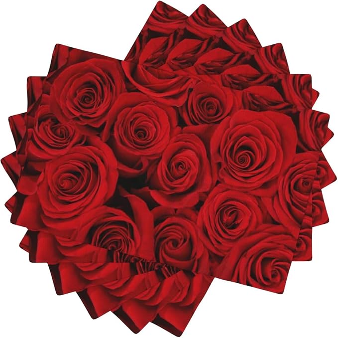 Red Rose Linen Table Placemats Set of 6 Beautiful Red Rose Placemats Home Party Kitchen Indoor Holiday Rustic Washable Heat Resistant Table Mats 12 x 18 Inch