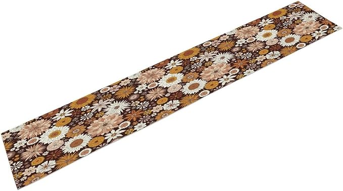 Boho Floral Table Runner, Vintage Country Farmhouse Daisy Flowers Modern Kitchen Dining Room Decoration for Indoor and Outdoor Wedding Party Banquet Table Runner 13x108 Inch