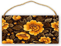 Luxurious Black & Gold Floral Vintage Wooden Sign 12x6 Inch - Elegant Living Room Decor for Retro Home Enthusiasts, Opulent Accent to Infuse Floral Grandeur into Domestic Retreats