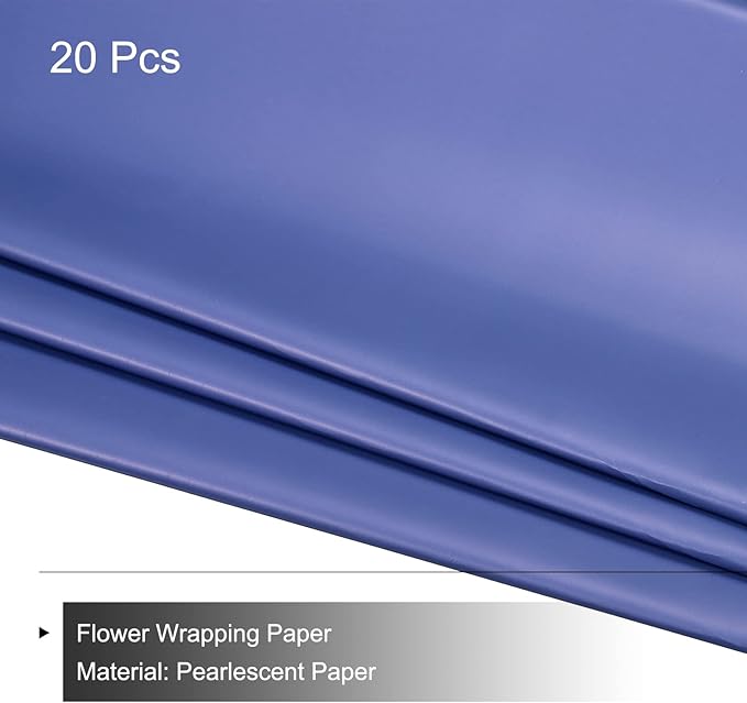 MECCANIXITY 20 Pcs Flower Wrapping Paper 22.8x22.8 Inch Waterproof Florists Wrapping Paper for Florist Bouquet Supplies, DIY Crafts, Gift/Gift Box Packaging Dark Blue