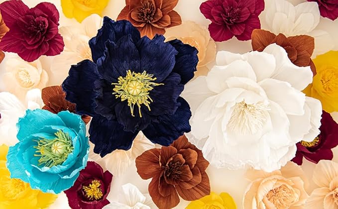 16"/12" 3 Pcs Large Paper Flower Decoration for Party, Wedding Decoration, Background Wall, Nursery Room Decoration, Bridal Shower, Baby Shower