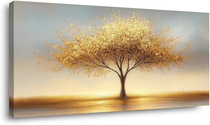 LAVIKARS Modern Tree of Life Wall Art for Living Room Office Golden Sunset Abstract Landscape Canvas Painting Prints Large Nature Artwork Home Kitchen Bedroom Decor (16x30 Inches)