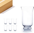 WGV Unique Bouquet Vase Bulk, 7" W, 12" H, Clear Short Hurricane Glass Candle Holder, Floral Planter Terrarium, Home Wedding Event Decor, 6 Pieces (VHV0812)
