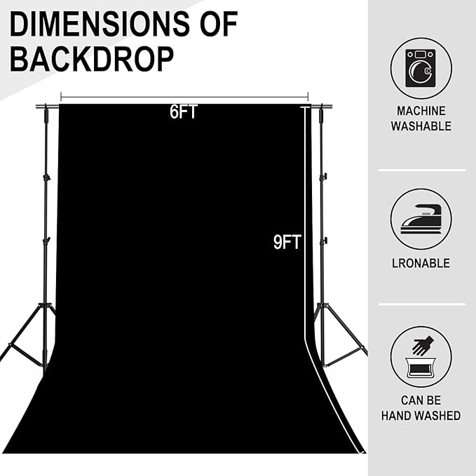 GFCC Black Backdrop - 6FTX9FT Black Photo Backdrop for Photoshoot Background for Photography Screen Video Recording Picture Background
