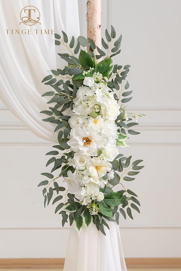 TINGE TIME Artificial Arch Flowers Kit Pack of 5, Wedding Decorations for Reception with Hanging Flowers, Wedding Arch Silk Floral Arrangements Ceremony Backdrop Bridal Shower Outdoor Party Decor