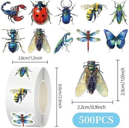 1000 Pcs Insect Animals Stickers for Kids Classroom Boys Girls School Adults. 2 Roll 1 Inch Bug Stickers Bulk Gift Party Favors. Scrapbook Nature Sticker Packs for Water Bottles Phone Case Laptop