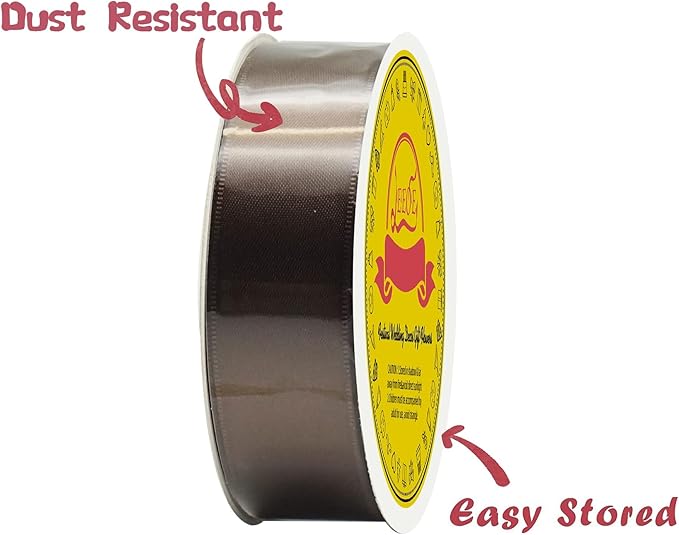 Double Face Brown Satin Ribbon 7/8 inch X 25 Yards Polyester Brown Ribbon for Gift Wrapping Very Suitable for Weddings Party Invitation Decorations and More