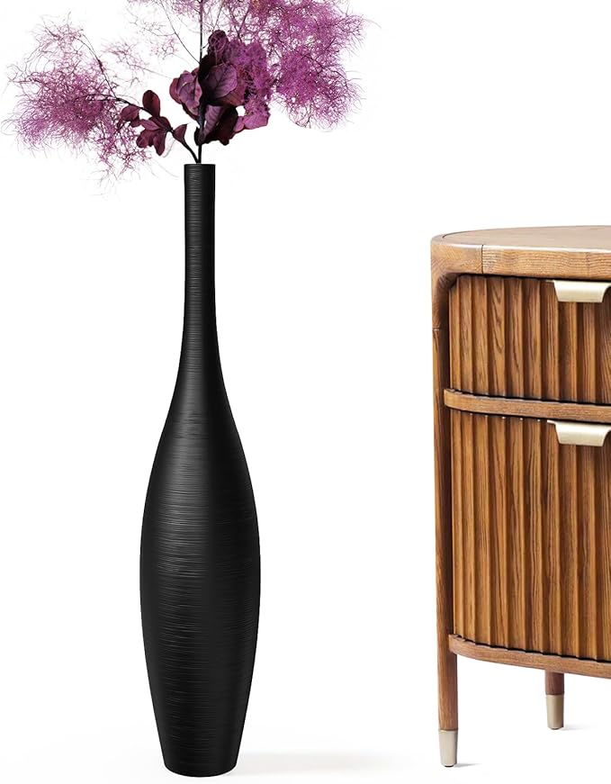 Black Vase Tall Black Floor Vases, 27.5 Inch Modern Tall Vases for Living Room Modern Floor Vase for Living Room Corner Office Home Decor