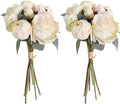 White Artificial Peonies 2 Bouquets Silk Flowers 14Heads Vintage White Fake Flowers Faux Peony Flowers for Flower Arrangements Artificial Centerpiece Home Table Dining Room Decor (Ivory White)