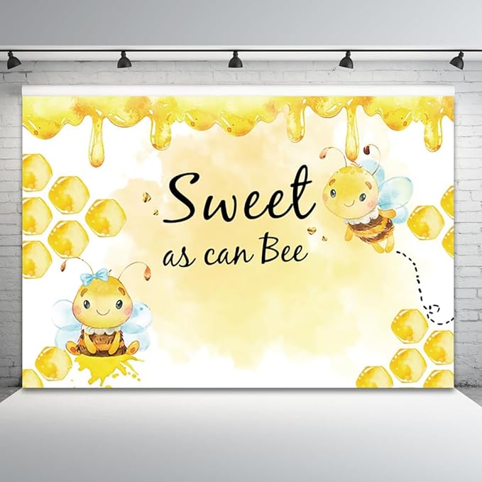 15x8ft Baby Shower Backdrop Sweet as Can Bee Photography Background Honeycomb Honey Yellow Bumblebee Boys Girls Kids Birthday Party Banner Decorations Newborn Gender Reveal Photo Booth Prop