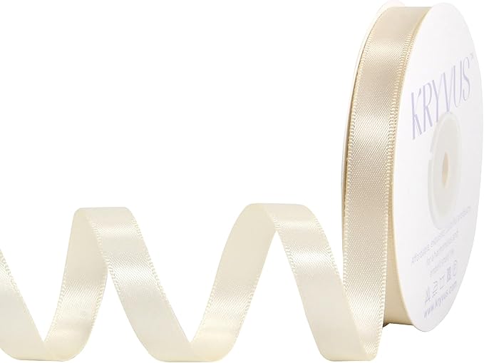 Cream Satin Ribbon, Double Faced 1/2 Inch X 25 Yards Cream Ribbon, Premium Satin Ribbon for Gift Wrapping, Crafts, Hair Bow Making, Sewing, Flower Bouquet, Wedding Party Decor