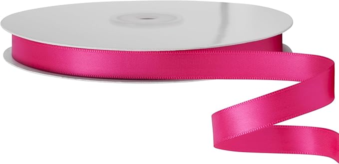 LIUYAXI Hot Pink Satin Ribbon, Double Faced 1/2" X Continuous 25 Yards Ribbons Perfect for Gift Wrapping Bows Bouquet Wedding Craft and More