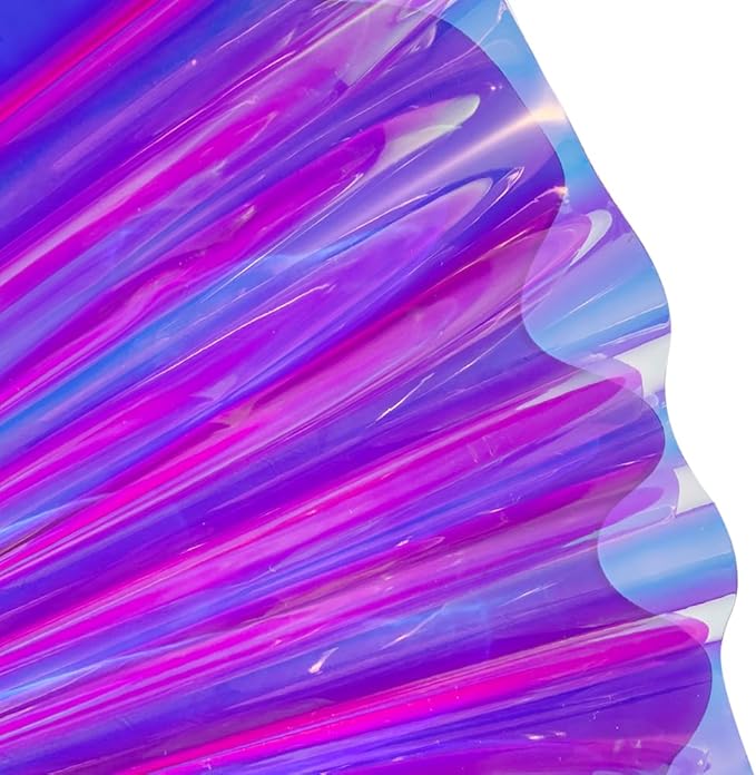 ONEART | 16 Gauge Holographic Iridescent Plastic Vinyl, 16"x54" Transparent Vinyl Fabric-Violet