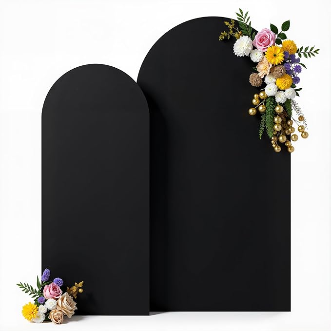 Black Arch Backdrop Cover Set of 2 Birthday Party Arch Covers 7.2 and 6ft Wedding Arch Cover Stretchy Backdrop Bridal Baby Shower Birthday Party Arches Stand Covers Spandex