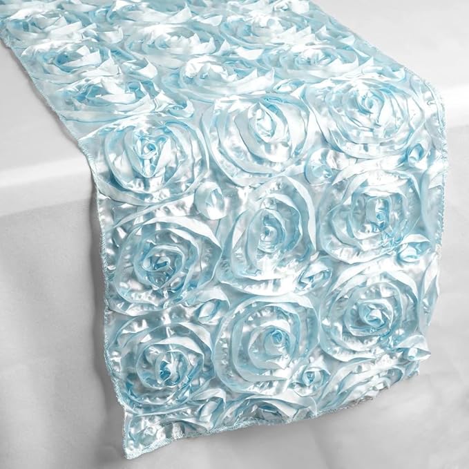 Efavormart Wonderland Rosette Premium Table Runners for Weddings Party Banquets Decor Fit Rectangle and Round Table - Light Blue
