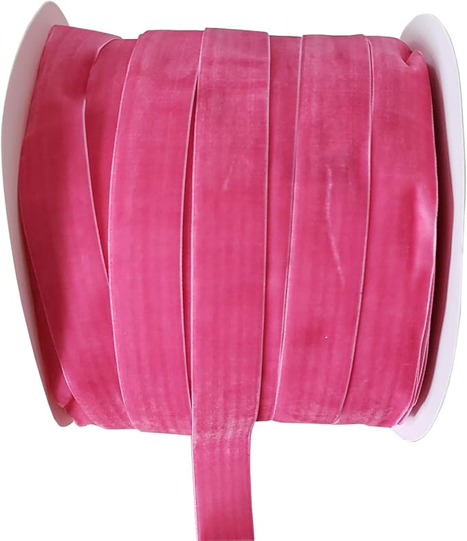 10 Yards Velvet Ribbon Spool (Dark Pink, 1")