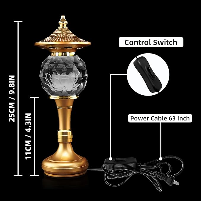 1 Pair-7 Color LED Lotus Flower Lamp - Pineapple Shape Crystal Lotus Buddhist Lamp Lights, Buddha Lamp Light with Adjustable Switch for Buddhist Occasions, Supplies Meditation (10 inch)