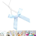 50 Pack 3" Blue Satin Twist Tie Bows, Twist Bows for Treats, Ribbon Bows with Twist Ties Gift Wrap Bows, Pretied Bows Ties for Cake Pops, Baby Shower, Sweets Packaging, Party Favors, Gifts