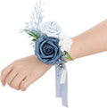 Ling's moment 6pcs Wedding Wrist Corsage Artificial Flowers, Girl/Mother Homecoming Prom Corsages Wristlet Décor, etc. Dusty Blue Light Blue