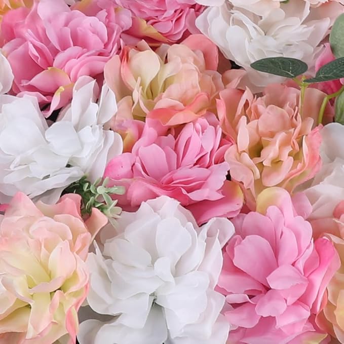 Artificial Flower Wall Backdrop Panels, 12Pcs Wedding Wall DIY 3D Floral Panels, Flower Panels for Wall, Floral Background Mat for Birthday Party Shop Fhoto Backdrops Home Decor, 15.75x23.62 inch