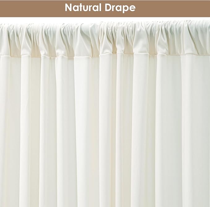 30x10ft Wrinkle Free Ivory Backdrop Curtain for Parties Soft Fabric Drapes Wedding Ivory Curtain Backdrop for Birthday Party Decorations Background for Photography 5x10ft,6 Panels
