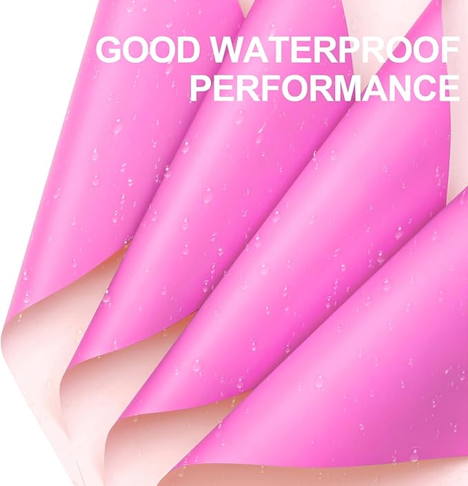 LeZakaa 20 Sheets Flower Wrapping Paper, Waterproof Reversible Floral Bouquet Paper, Hot Pink Light Pink Design for Valentines, Mothers Day, Party, Birthday, Wedding, Bridal Shower, Baby Shower