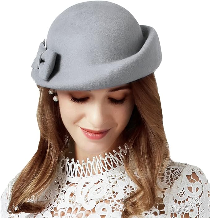 Women Wool Felt Ribbon French Fashion Vintage Millinery Beret Hats Top Cap Ladies Party Wedding Fedoras Chapeau