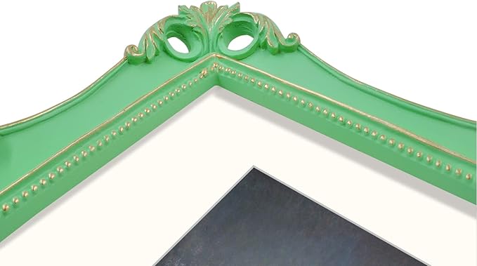 SIMON'S SHOP 11x14 Picture Frame in Light Green with Gold Accents, Vintage Picture Frames 11x14 with Mat for 8x10 Image, Gallery Wall and Tabletop Display Poster Frame