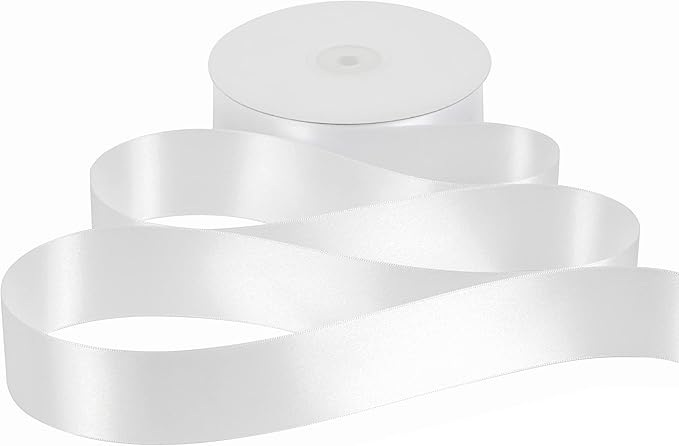 MEEDEE White Satin Ribbon 1-1/2 Inch White Ribbon Lux Double Faced Satin Ribbons by 50 Yards Polyester Satin Ribbons for Crafts, Weddings, Flower Bouquet, Holiday Decorating