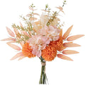 KIRIFLY Artificial Fake Flowers Plants Silk Flower Arrangements Wedding Bouquets Decorations Plastic Floral Table Centerpieces for Home Kitchen Garden Party Décor (Pink Orange)