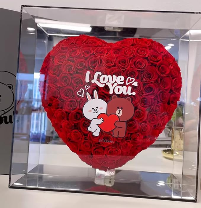 JoyFlower About 140pcs Preserved Roses Gift, Brown & Cony Eternal Roses Birthday Gifts for Women, Long Lasting Flowers with Gift Box for Girlfriend Wife Mom in Valentines Day Wedding Anniversary