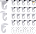 60 Drop Ceiling Hooks for Classrooms & Offices, White Heavy Duty Ceiling Hooks for Hanging Plants & Decorations, Metal T-Bar Hooks for Suspended Drop Ceiling Tiles