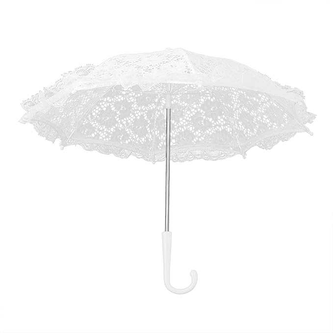 Hilitand Lace Umbrella White Embroidery Fashion Romantic Wedding Party Photography Decoration Umbrella Lightweight Mesh Parasol Lace Umbrella