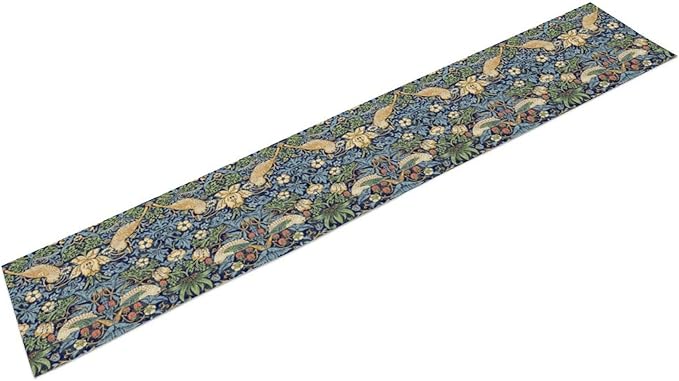 William Morris Floral Table Runner, Vintage Flowers Botanical Printed Table Runner for Home Kitchen Dining Table Decoration,13x36 Inch Strawberry Thief