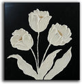 YaSheng Art-Wall Art for Living Room 100% Hand-Painted Flower Oil Painting On Canvas Black and White Thick Texture Minimalist modern Art Gallery Wrapped Framed Floral tulip Blossom Artwork for Home Bedroom 24x24inch
