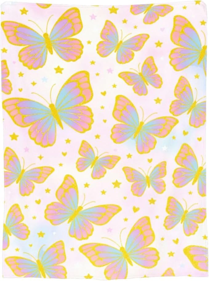 Butterfly Blanket for Women Butterflies Throw Blanket Soft Cozy Fleece Fuzzy Stuffed Plush Flannel Animal Gifts for Girls Kids Adults 40''x50''