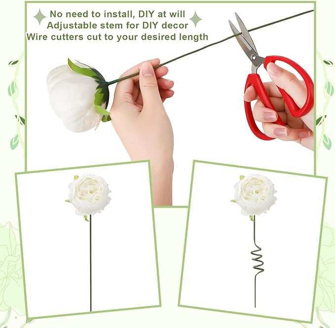 Jspupifip Artificial Flowers Combo Box, Silk Floral Wedding Bouquets Rose with Stem for DIY Wedding Arrangement Bridal Baby Shower Flower Vase Centerpiece Cake Decor (White, Champagne)