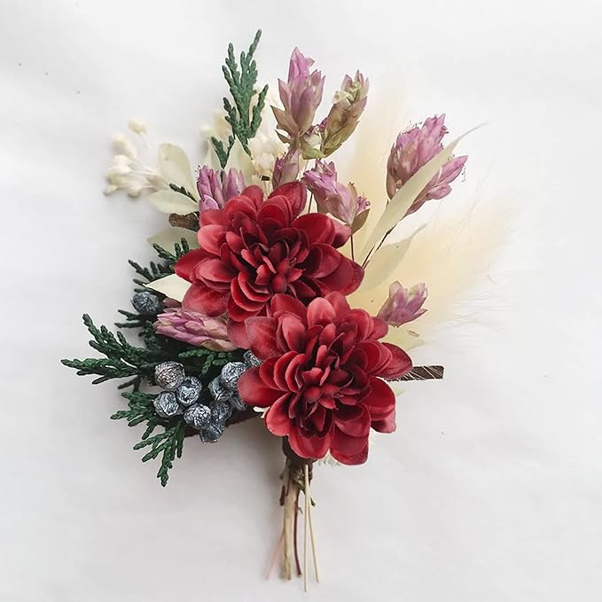 Uieke 6PCS Artificial Daisy Mums Flowers with Stem, Silk Gerbera Daisies Flowers Arrangement for Home Party Wedding Bridesmaid Bouquets Christmas Table Centerpieces Decor (Burgundy Red)