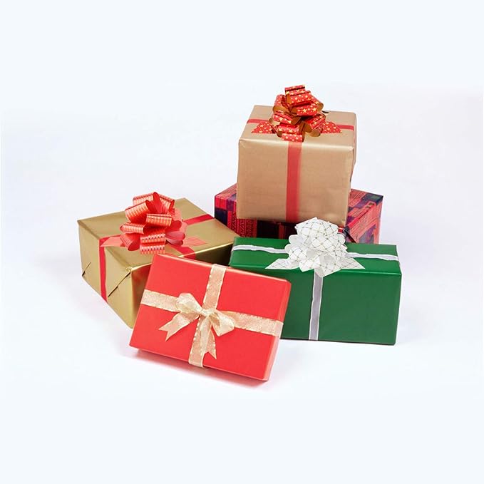 Christmas Gift Wrap Bows Ribbon 40mm for Xmas Wrapping, Christmas Decorations, Florist Wrap (24PCS in 24 Patterns)